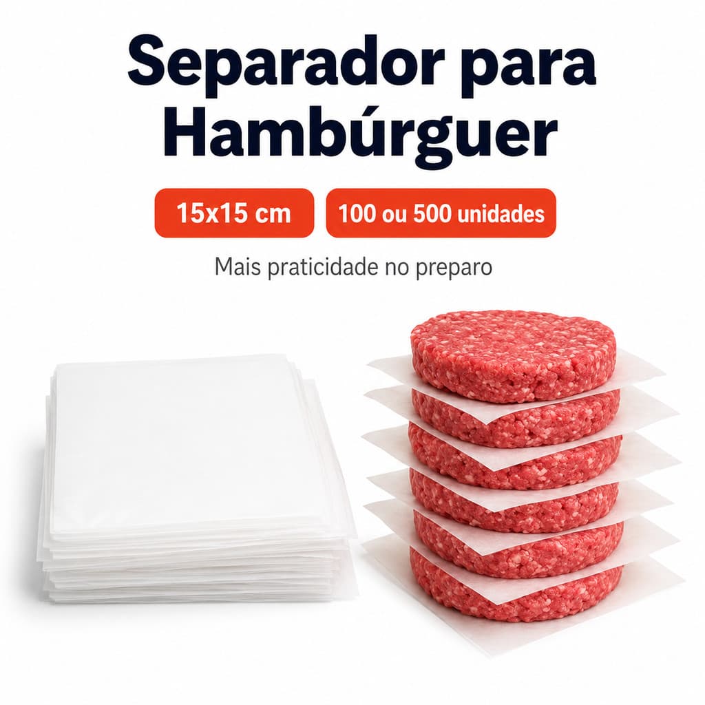Separador De Hambúrguer Plástico Transparente Kit 100 ou 500 Un Embalagem Para Hambúrguer Artesanal