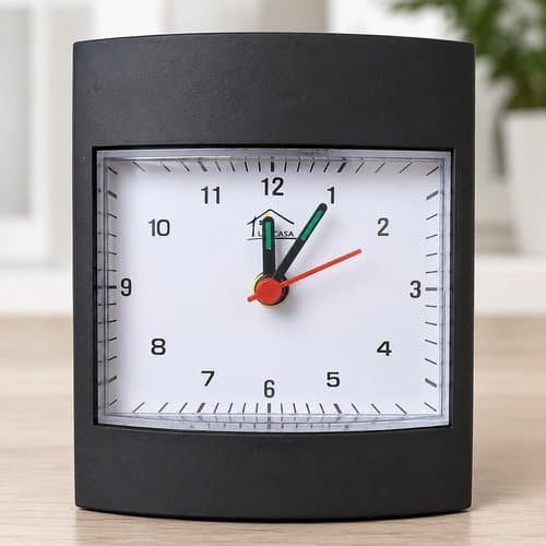 Relogio De Mesa Quadrado Pequeno Design Moderno Decorativo Preto 10cm Silencioso