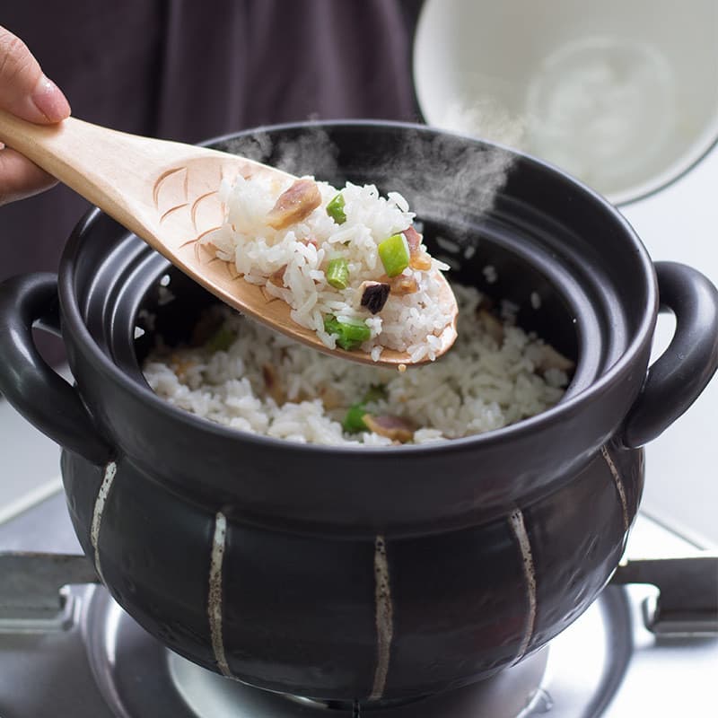 Caçarola de sopa de argila com tampa dupla de argila estilo japonês, resistente a altas temperaturas, queima a seco, sem