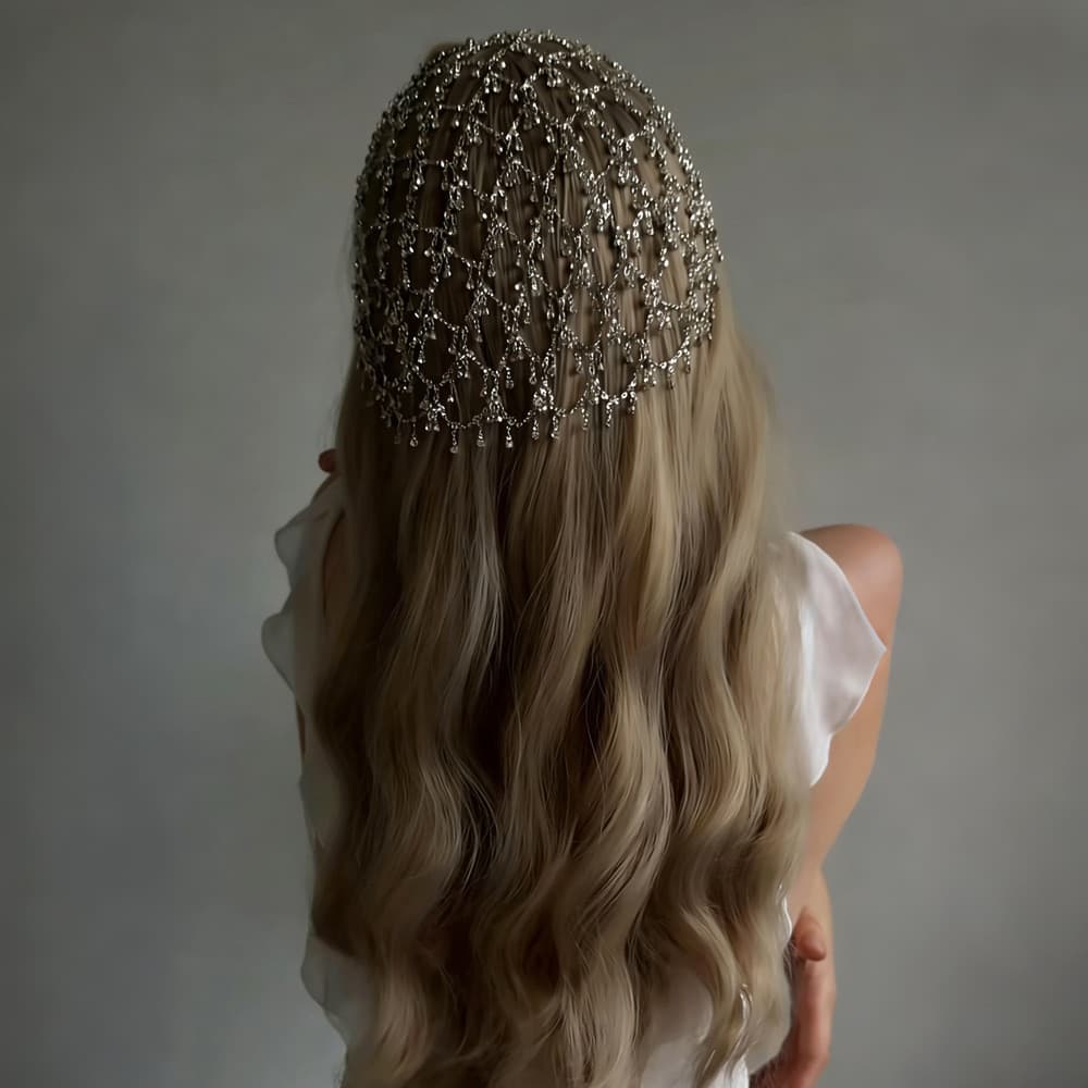 Acessório de cabelo com strass em formato de borla exagerada para noivas, acessório de casamento, elegante tiara totalme