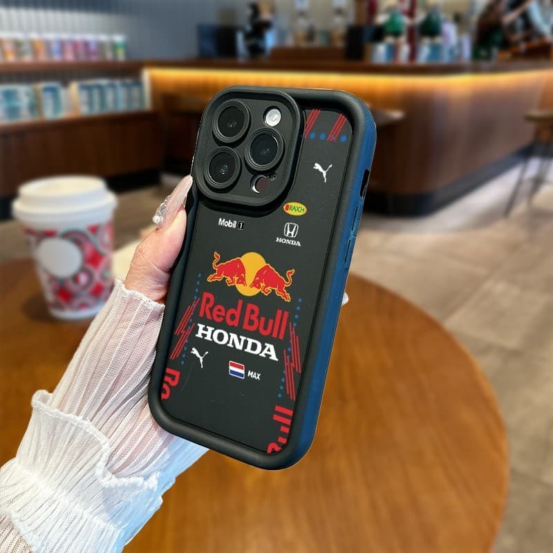 Capinha para iPhone 17/16/15/14/13/12 Pro Max Capa de celular Red Bull F1 Honda lente protetora anti queda fosca macia