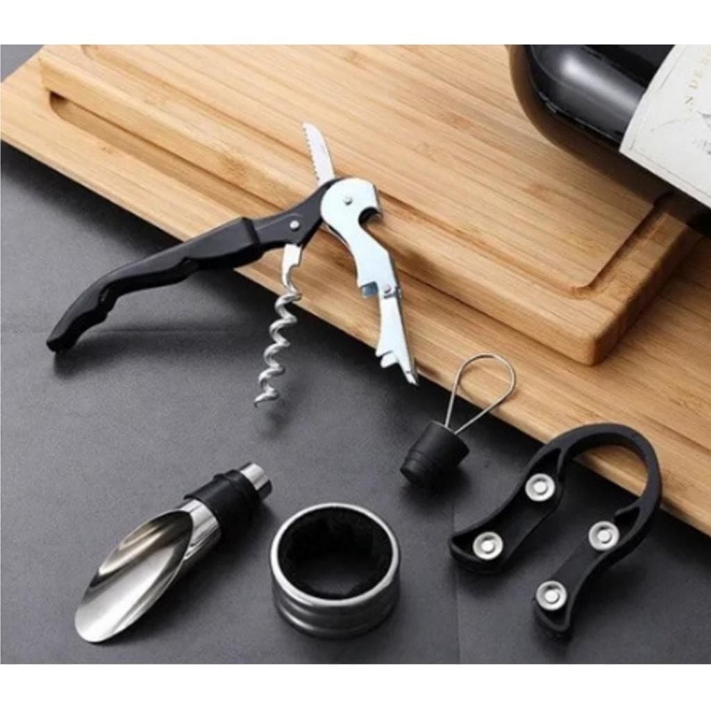 KIT SACA ROLAS CORTADOR DE LACRE E ACESSORIOS P/ VINHO