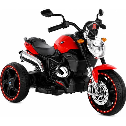 Moto Infantil Elétrica Recarregável Triciclo Led 6v Veículo Vermelho