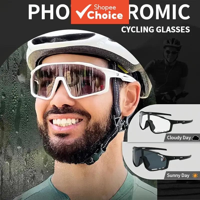 Óculos fotocromáticos de armação grande, óculos de ciclismo unissex com proteção UV400, para motocicleta e aventuras ao