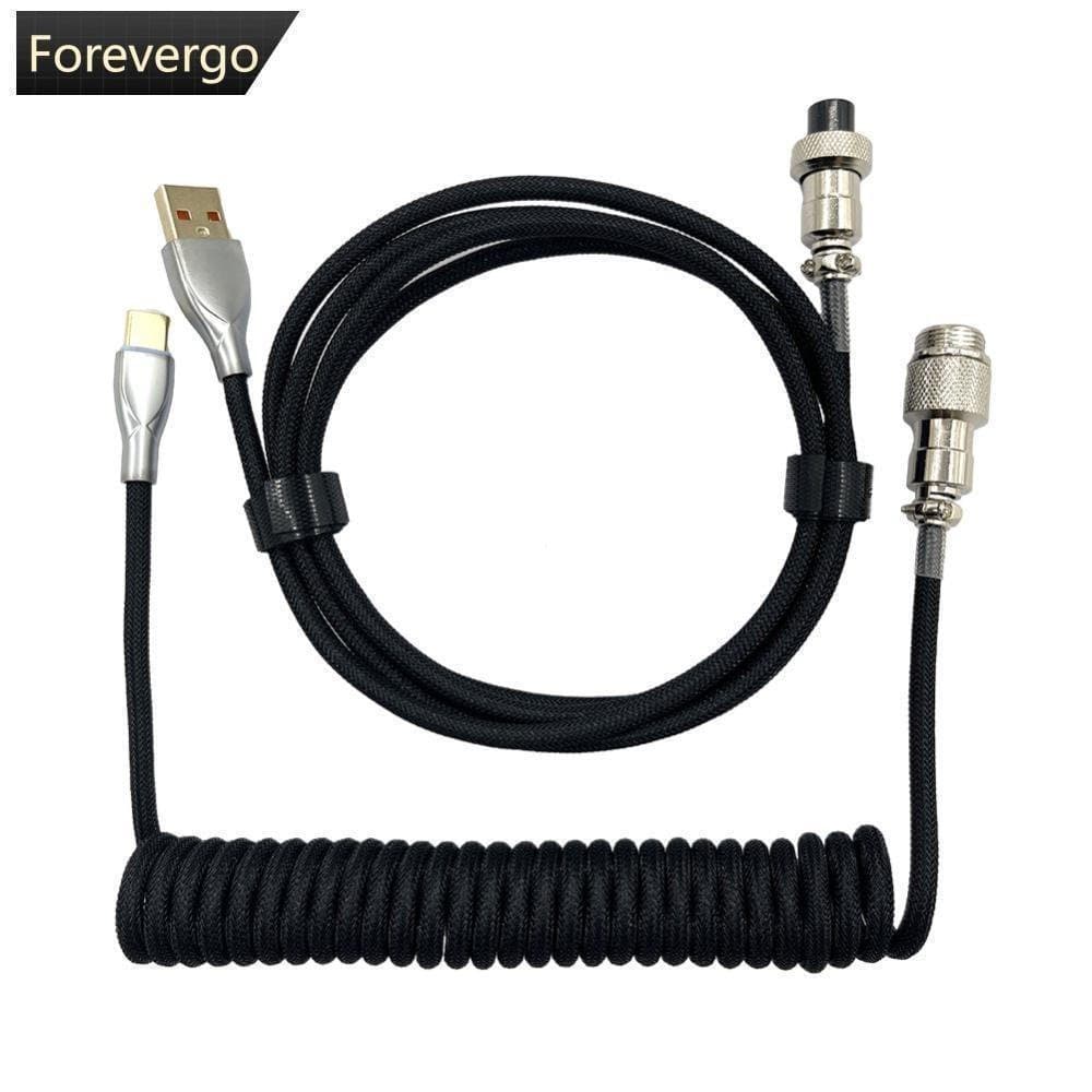 FOREVERGO 1.8M + 1.2M Tipo-C Navegação Remendo Fio Teclado Mecânico Cabo De Dados Espiral Primavera Jogo Acessórios B7X4