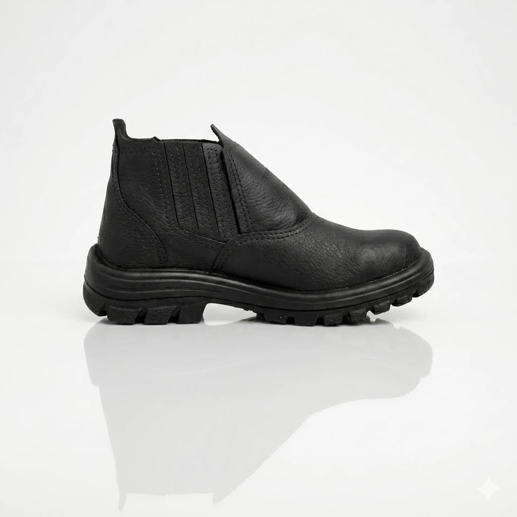 Bota de Segurança Bota Couro EPI com Bico PVC Resistente Com CA Biqueira Sola PU leve