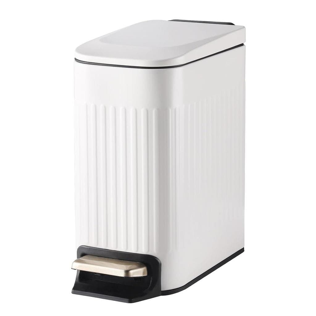 Lixeira Slim para Banheiro SYNCVIBE com Tampa de Fechamento Suave, Lixeira de Aço Inoxidável com Balde Interno Removível