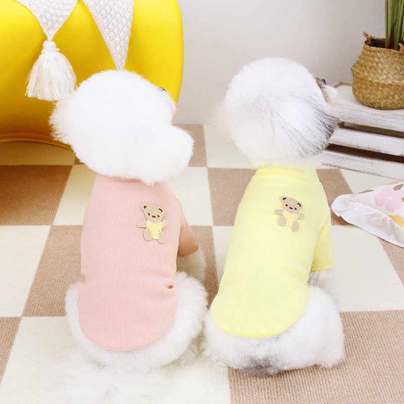 Camiseta Pet Yangyang Bear XS-XL Primavera Verão Fina Amarela Rosa Verde Três Cores Adequada para Teddy Bichon