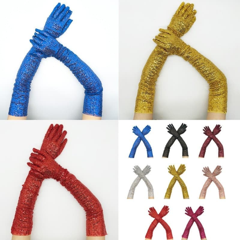 Estone Luvas Longas Cintilantes De Lantejoulas , Macias E Confortáveis , Moda Cosplay , Fantasia , Acessórios Para Festi