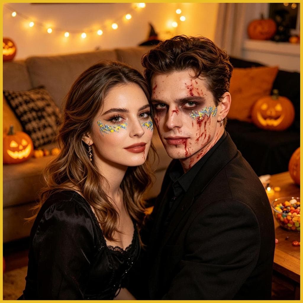 Adesivos De Halloween Para Rosto , 8 Peças , À Prova D'água , Brilho , Cosplay , Decalque Temporário , Corporais Mulhere