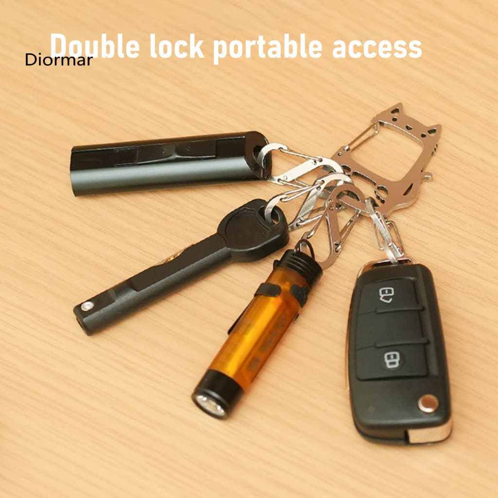 Car Key Holder Metal Keychain Clip Stainless Steel Lucky Cat with Detachable S-hook Heavy Duty Portable Carabiner for Ou