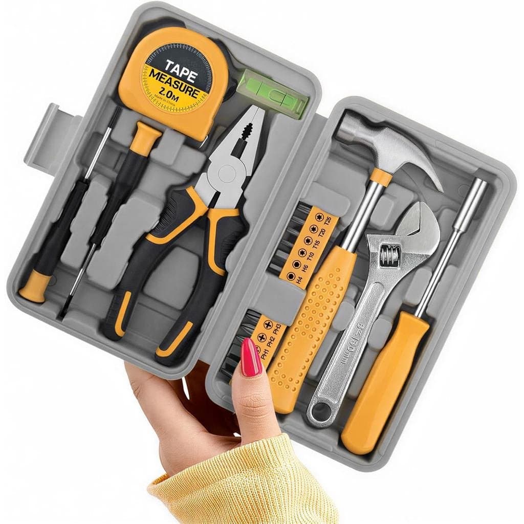 Kit de Ferramentas Básicas com 20 Peças, Conjunto Compacto de Ferramentas para Casa com Mini Caixa de Ferramentas, Ideal