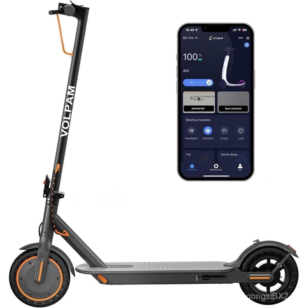 Scooter Elétrico para Adultos VOLPAM, Motor de 350W/500W, Pneus Sólidos de 8.5"/10", Velocidade de 19/22Mph, Alcance Máx