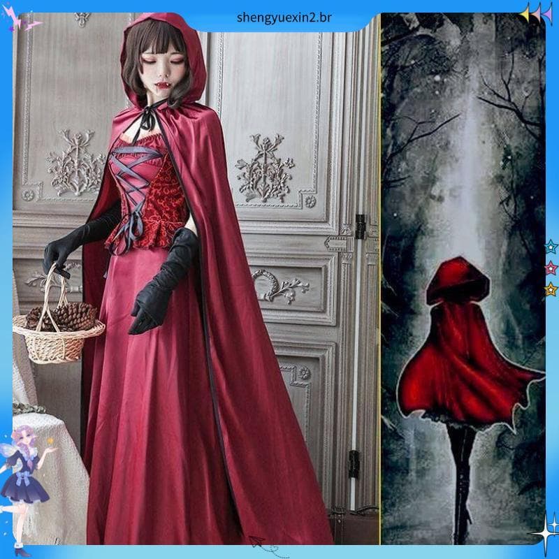 Traje de Halloween chapeuzinho vermelho bruxa fantasma noiva magia neve branca traje manto cosplay traje