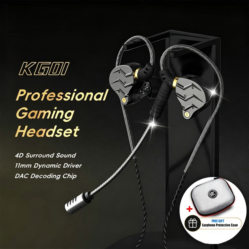 KG01 Fones de Ouvido Gamer Profissional, Estéreo com Fio com Caixa de Presente