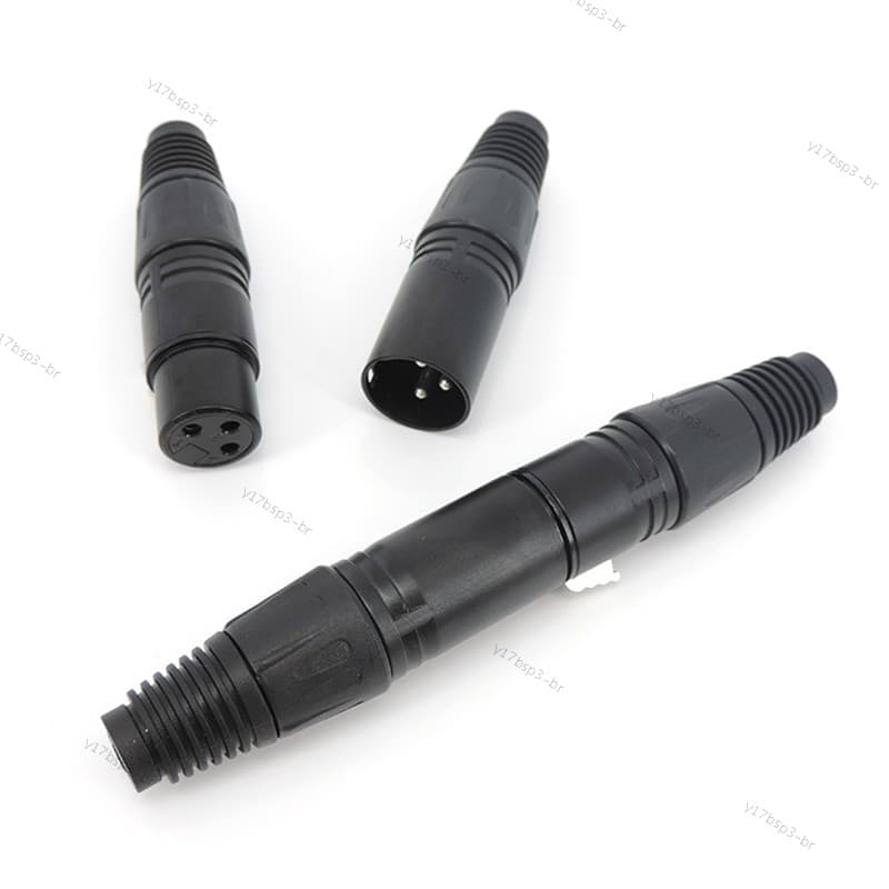 Áudio Preto 3 Pinos 3 Núcleos XLR Macho Fêmea Plug Conector De Microfone Para Cabo Adaptador Terminais De Fio De Som @ 1