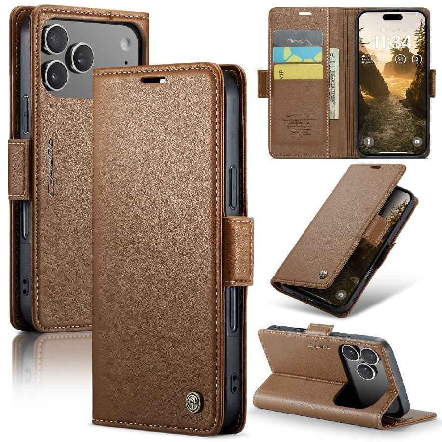 Capa De Telefone Com Couro De Alta Qualidade Slot Para Cartão iPhone Air 17 16 Plus 15 14 Pro Max