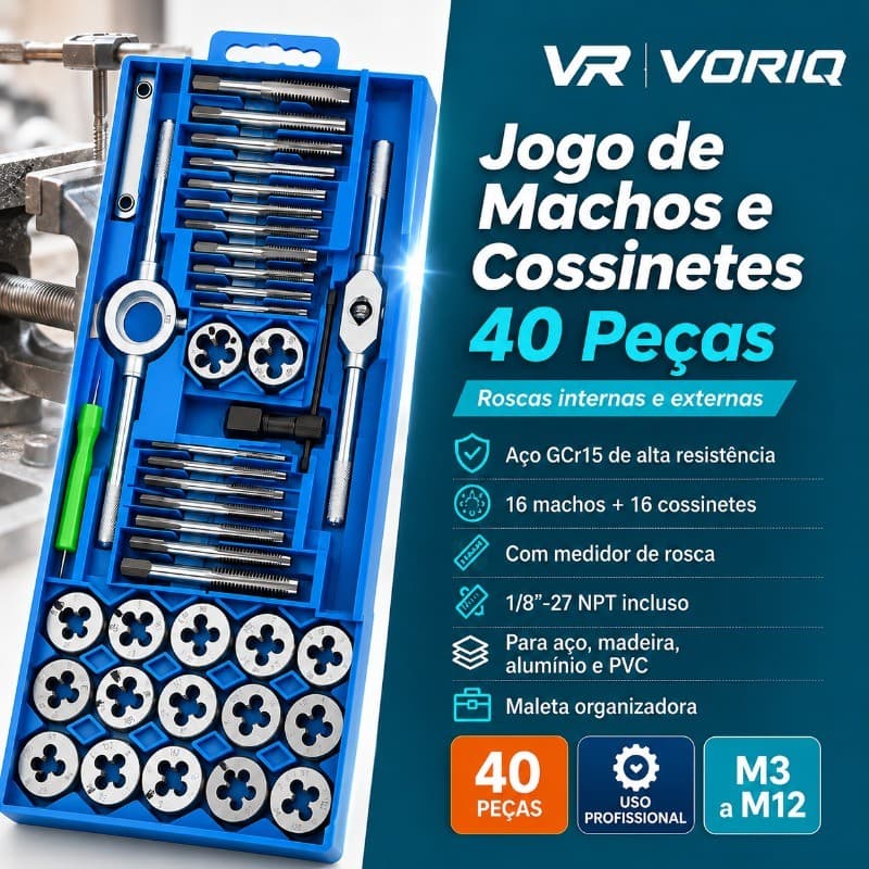 Kit 40/20 Tarrachas E Cossineteas Macho E Fêmea Alta Qualidade Para Aço Madeira Alumínio