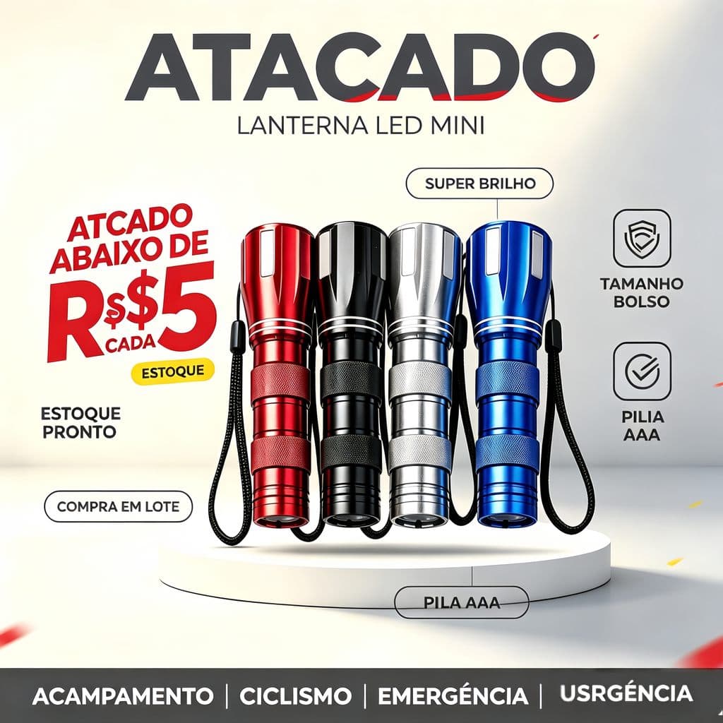 Atacado Lote Grande Lanterna Mini Alumínio LED Luz Forte | Portátil Pilha AAA Presente | Acampamento Ciclismo Emergência