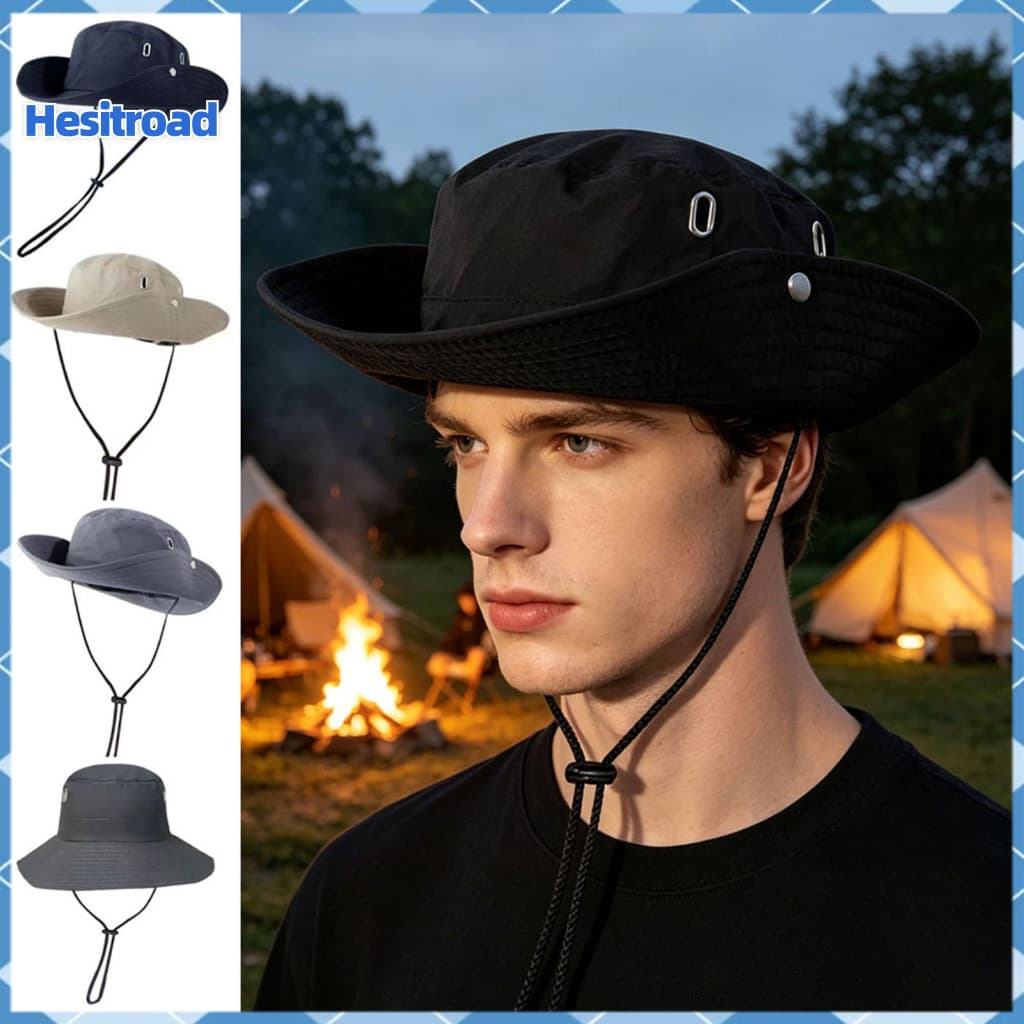 Unisex Wide Brim Sun Hat for Men Women – Adjustable Windproof with Chin Strap Breathable Summer Fishing Outdoor Travel