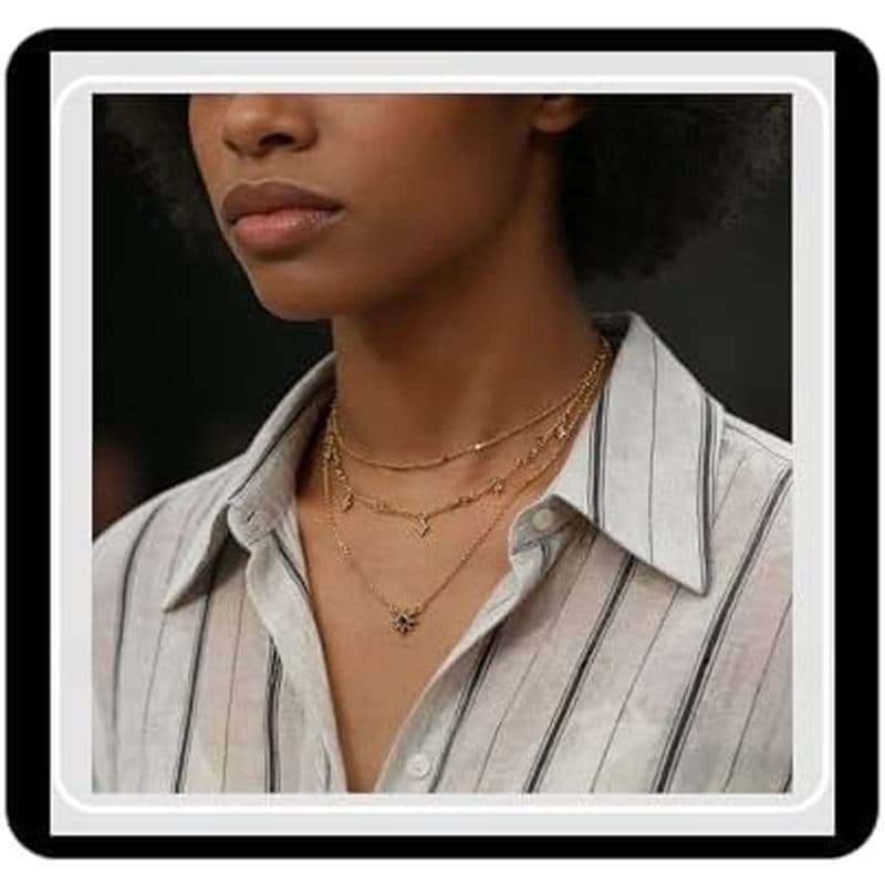 Doubnine Sun Star Dainty Gargantilha Colar Multicamadas Crysral Boho Charm Para Mulheres