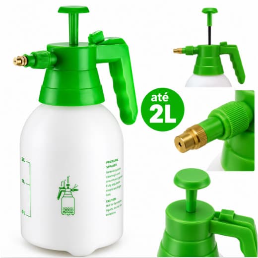 Pulverizador Borrifador Manual Pressão 2L Multiuso Jardim Limpeza Veneno Bico Metal Ajustável