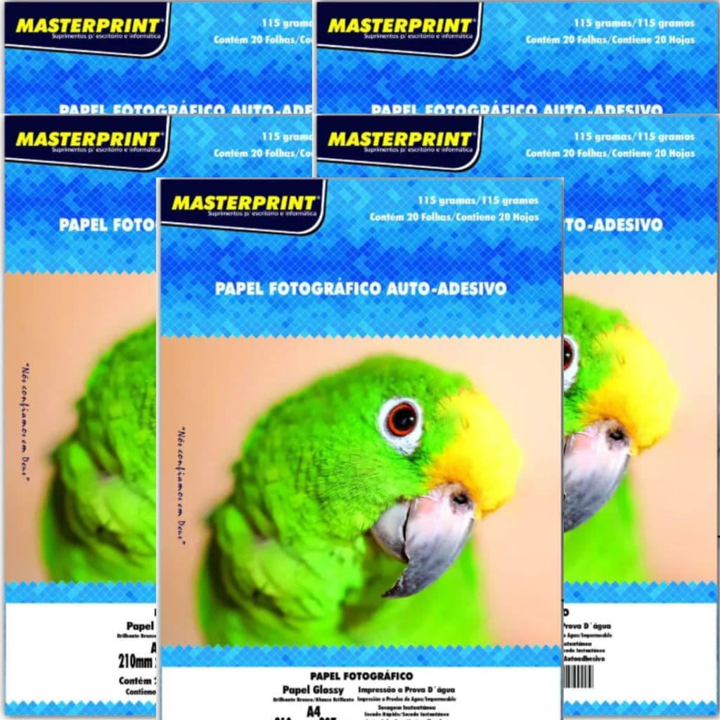 Papel Fotográfico Auto Adesivo - Masterprint Glossy A4- Folhas À Prova D’água