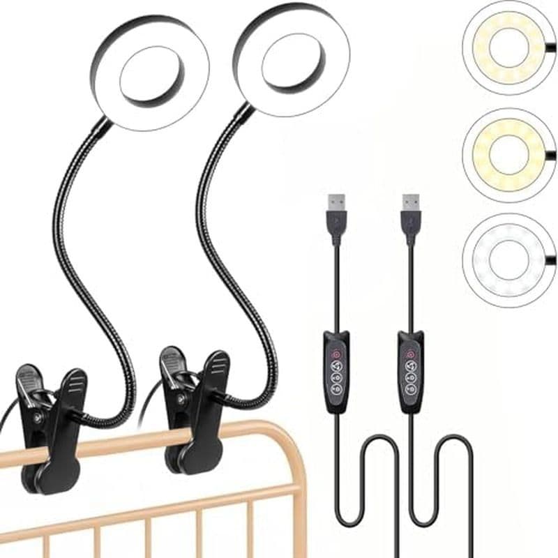 Luz De Clipe Para Lâmpada De Mesa Foneso , 48 Lâmpadas USB LED Com 3 Modos De Cor , 10 Níveis De Brilho , 360 ° Noturna