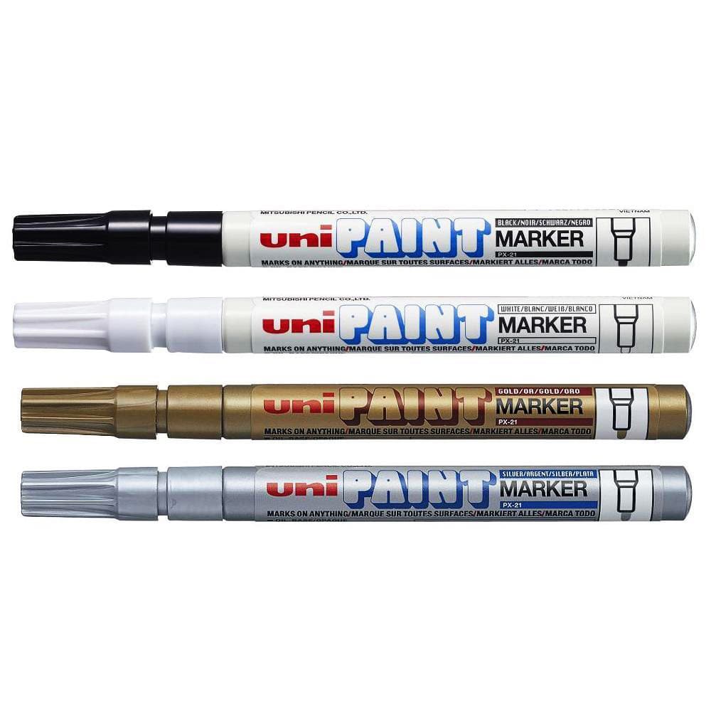 Kit Caneta Marcador Permanente Uni Paint Marker PX-21 4 Cores