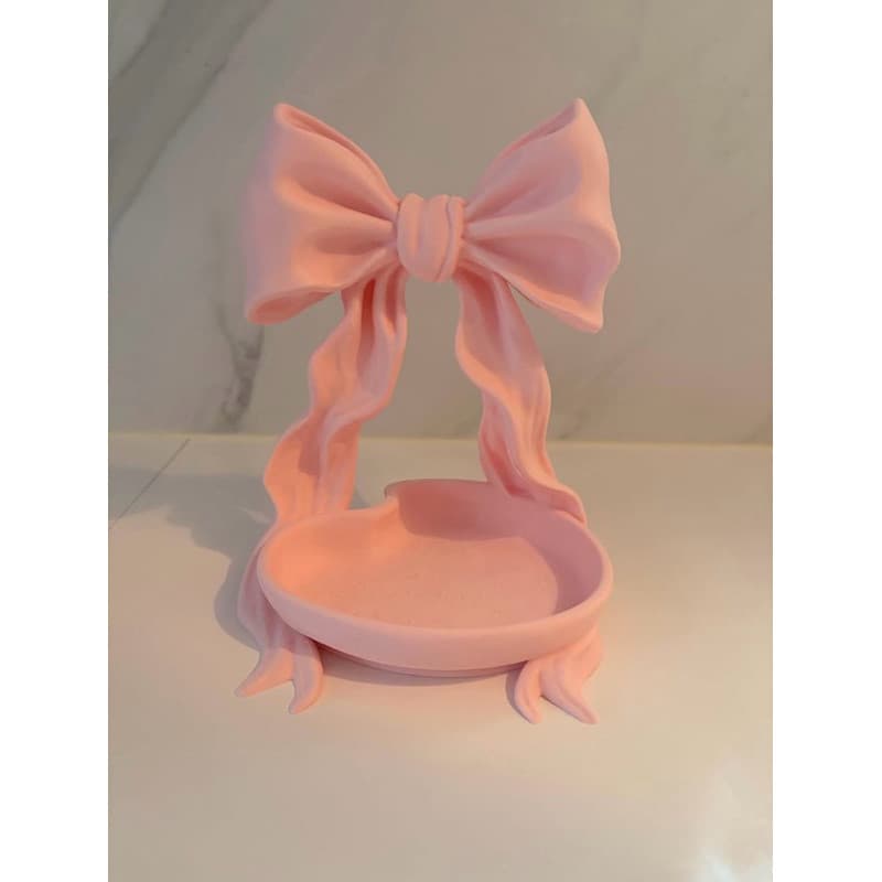 Porta Joias Organizador para Anéis Brincos e Colares, Decorativo de Laço Para Diversos Ambientes - Rosa