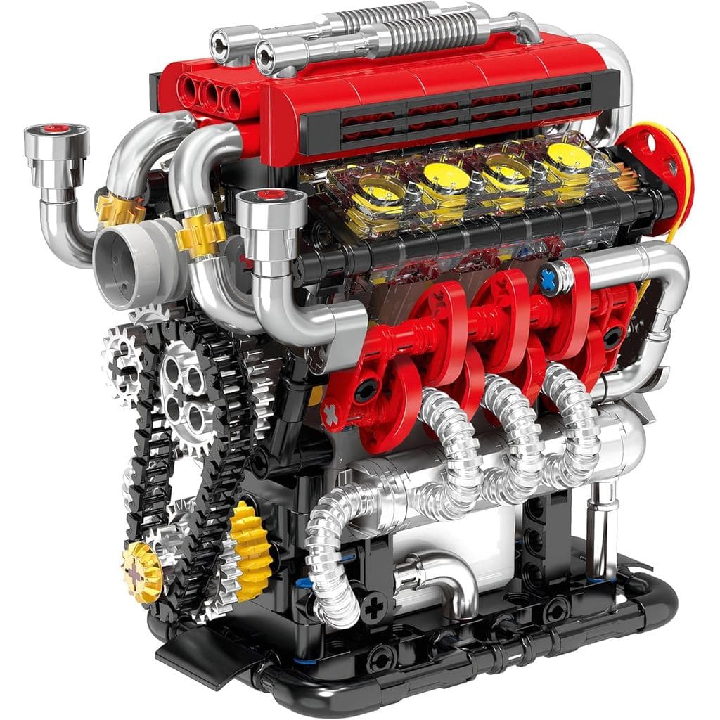Kit de Modelo de Motor V8 Pequeno que Funciona - Conjunto de Construção de Mini Motor de 538 Peças com Motor Elétrico Re