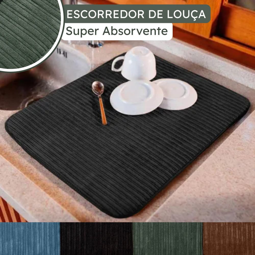 Escorredor De Louça Microfibra Tapete Absorvente Aparador Pia Louça Seca Buettner