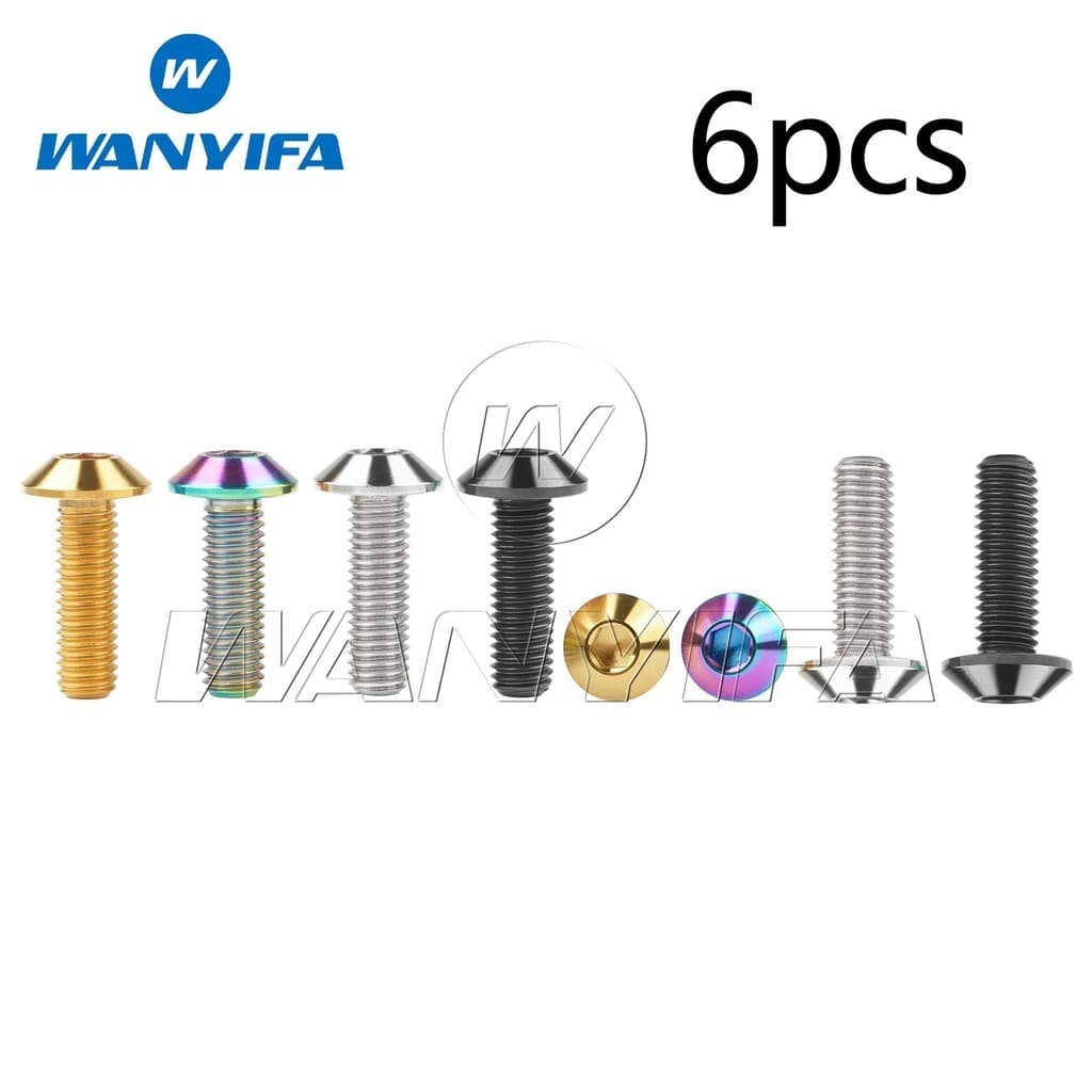Wanyifa Parafusos De Titânio M8X25mm Parafuso De Cabeça De Botão Allen Para Bicicleta Motocicleta Freios A Disco 6 Peças