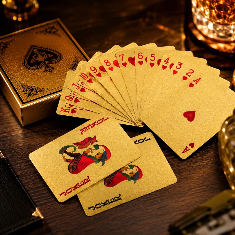 Baralho Gold Dourado Poker Truco Pife Cacheta 54 Carta Luxo Resistente Jogo Presente Amigo