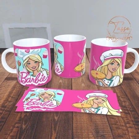 Caneca Porcelana Branca Brilhante Barbie Confeiteira Presente Aniversário Amigo Secreto Natal HD