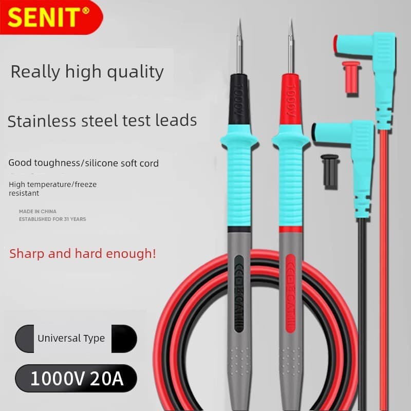 Caneta multímetro de aço inoxidável linha ponta Extra sonda de alta precisão caneta de teste de linha de Silicone banhad