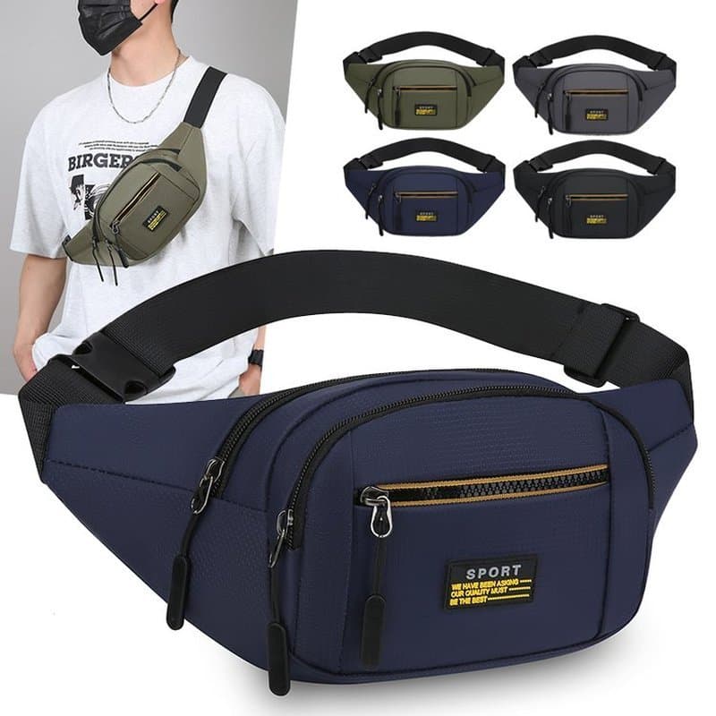 Bolsa transversal masculina de tecido Oxford, moderna, com zíper, para meninos, bolsa de ombro casual, bolsa de cintura
