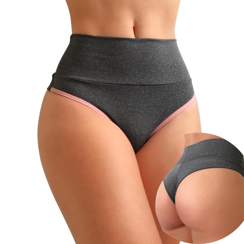Kit 3 Calcinha Fitness Cós Alto FIO Dental Duplo Calcinha Modeladora