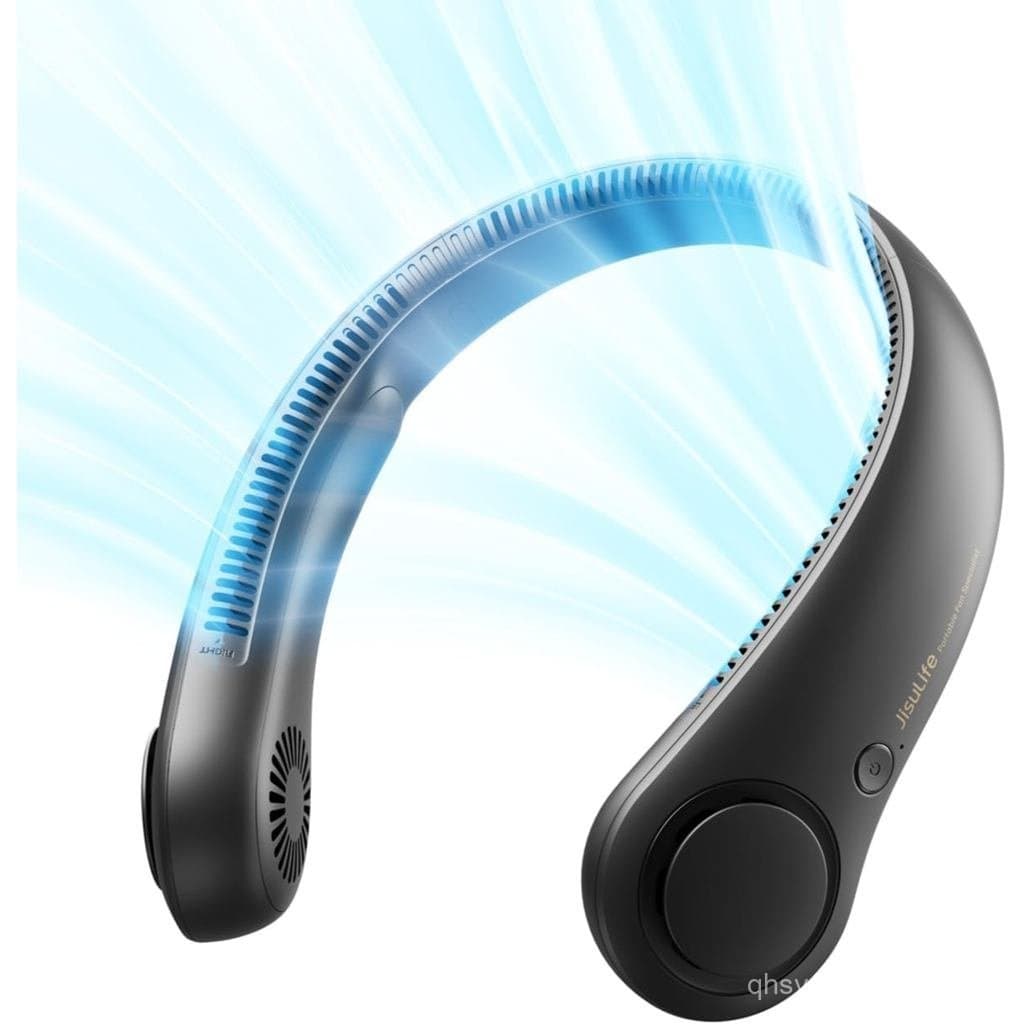 Ventilador de Pescoço Portátil JISULIFE, Ventilador Sem Hélices Mãos Livres, 5 Velocidades, Ventilador Pessoal Vestível