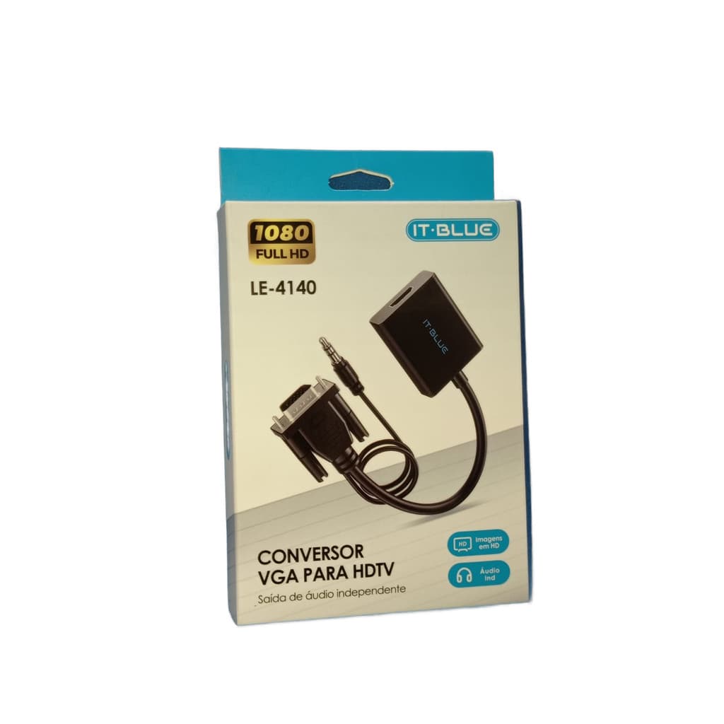 Cabo Conversor Vga Macho para Hdmi Fêmea com Áudio It-Blue - Le-4140