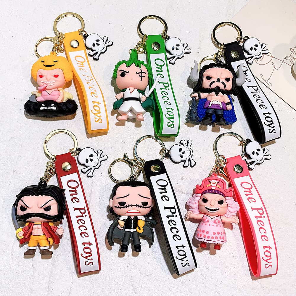 20 novo estilo chaveiro de uma peça Luffy Shichibukai Ace Zoro chaveiro Dragon Ball boneca masculino feminino pingente