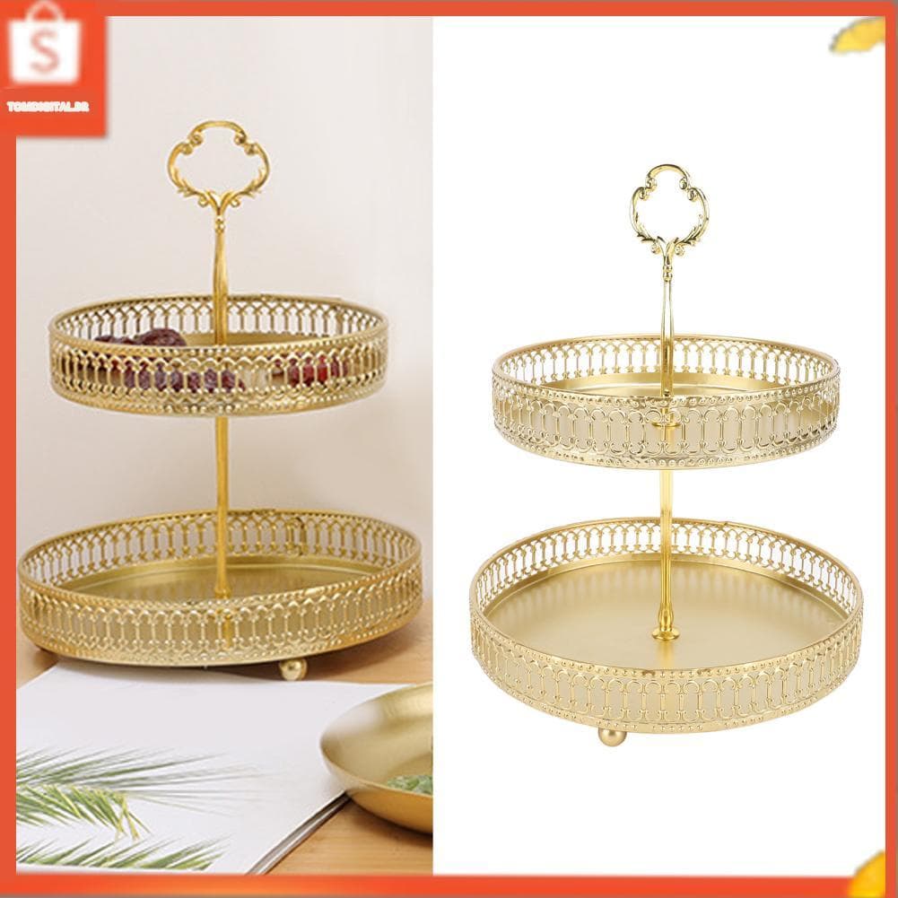 Suporte de servir de duas camadas de metal ERYUE Bandeja em camadas estável e elegante para sobremesas, frutas,