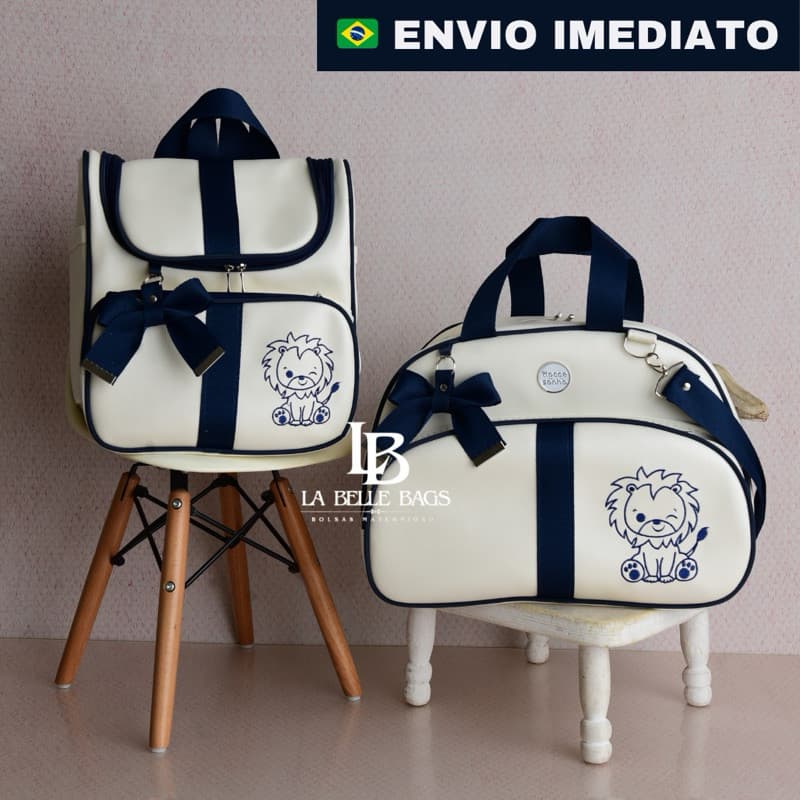 Kit bolsa maternidade 2 peças luxo c/ mochila versátil p/ bebe menino/menina (LEO LEAO,GALHO)