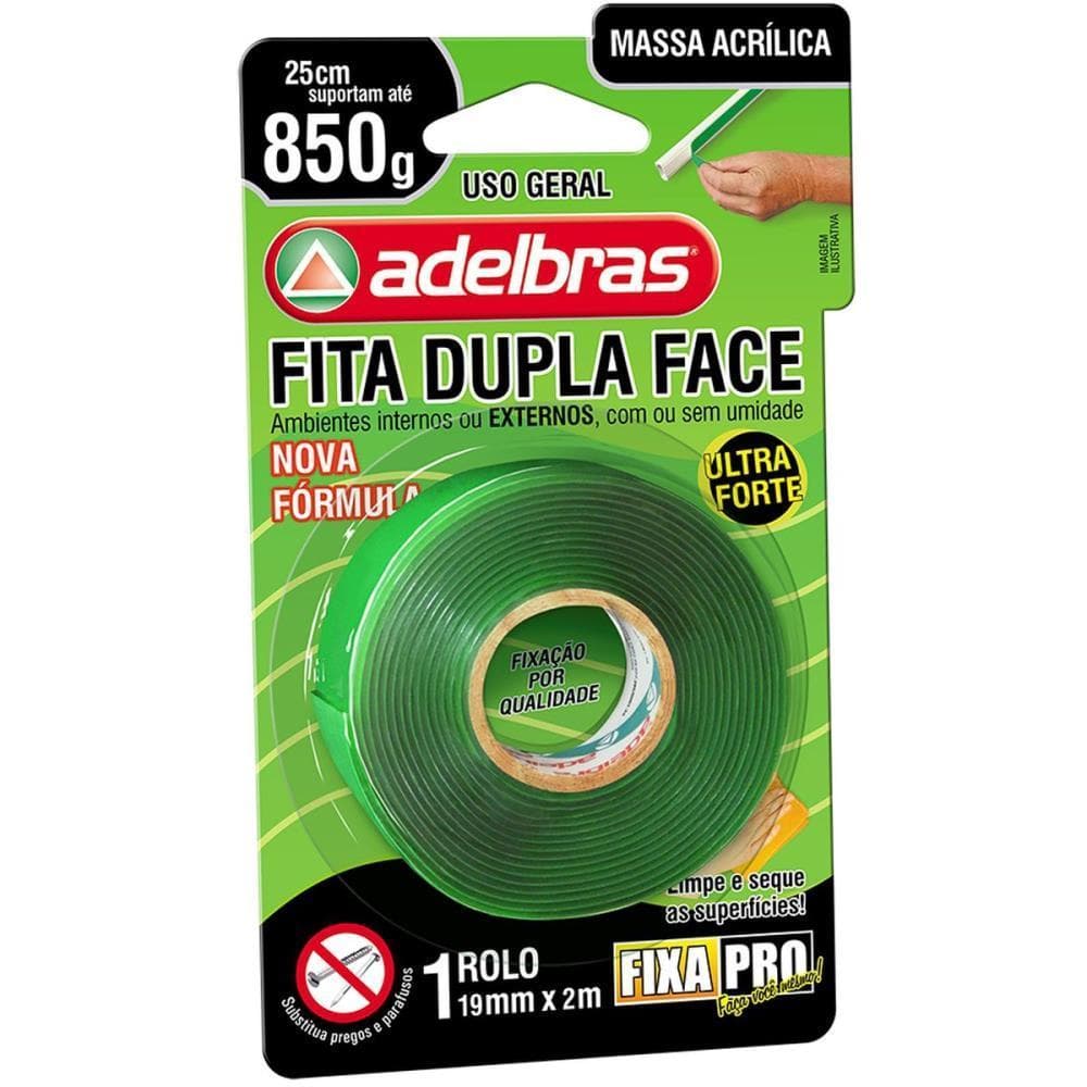 Fita Dupla Face Fixa PRO Massa Acrilic 19MMX2M