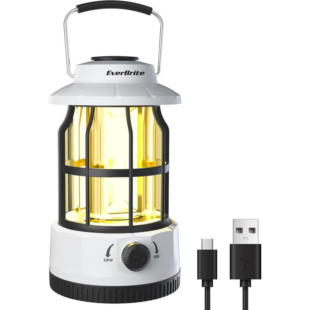 Lanterna de Camping LED EverBrite, Lanterna Recarregável USB C com Ajuste de Brilho Contínuo, Luz e Lanterna de Camping