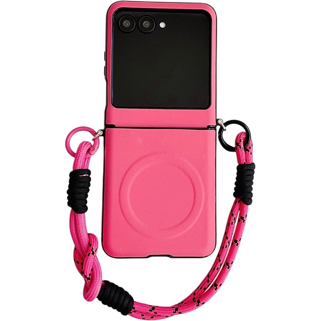 Capa protetora de couro SKP para Motorola RazrPlus2024, equipada com um cordão portátil, de cores vibrantes, simples e à