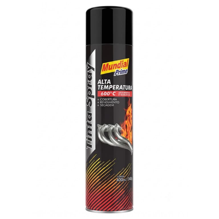 Tinta Spray Preto Fosco Alta Temperatura 400 mL Universal / Motos / Escapamentos Mundial Prime