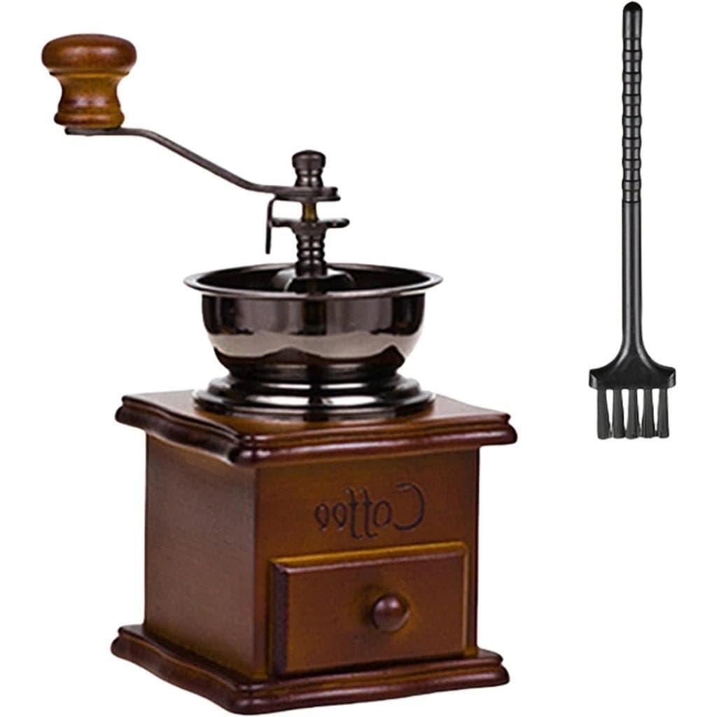 Moedor de Café Manual, Cabo de Madeira Ergonômico, 15 Configurações de Moagem e Escova Integrada para Casa e Camping, Mo
