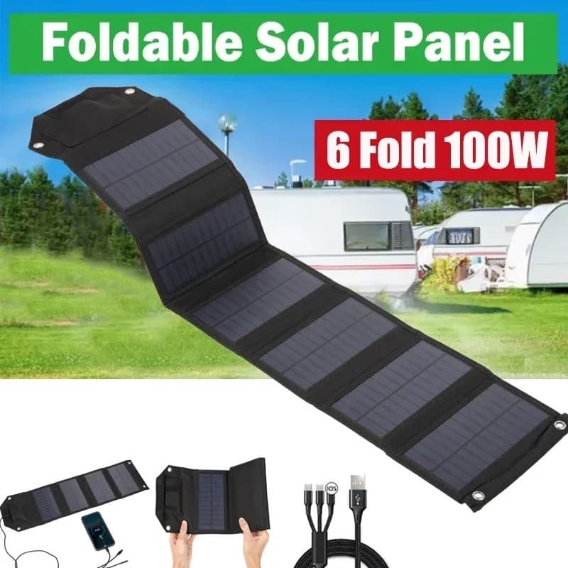 Painel Solar Portátil e Dobrável 5V USB Carregador à Prova d'Água para Telefone em Acampamentos ao Ar Livre