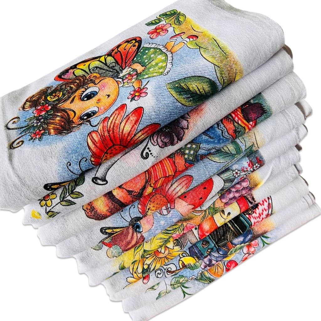 Pano De Prato Atacado Estampado Kit Com 10 Peças